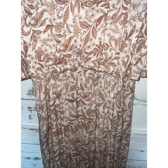 Rip Curl Wrap Maxi Dress Women’s Sz L Paisley Floral Apricot Peach Color New - Picture 12 of 12